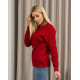 Бордовый ангоровый свитер с геометрическим узором
