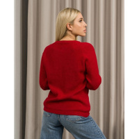 Бордовий ангоровий светр з геометричним візерунком