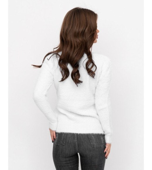 Білий светр-травичка з намистинами і стразами