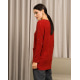 Красный шерстяной свитер с декором на рукавах