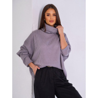 Серый удлиненный свитер с высоким горлом