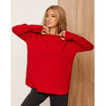 Бордовый асимметричный свитер с карманами