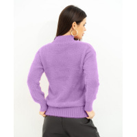 Теплый однотонный свитер-травка сиреневого цвета