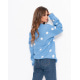 Голубой в крупный горошек свободный свитер