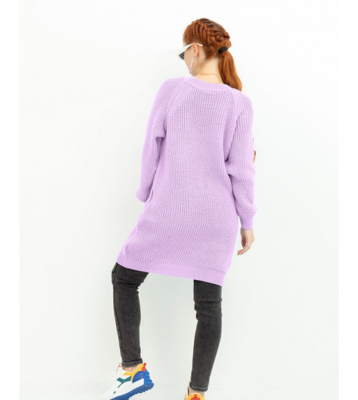 Сиреневый вязаный свитер-платье