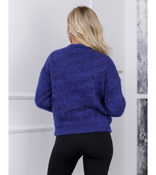 Синий свитер-травка с декором