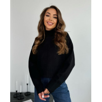 Укороченный шерстяной свитер черного цвета