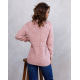 Рожевий картатий вовняний светр з люрексом