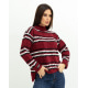 Бордовий мохеровий светр зі смугастим декором