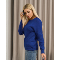 Синий ангоровый свитер с геометрическим узором