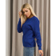 Синий ангоровый свитер с геометрическим узором