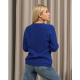 Синій ангоровий светр з геометричним візерунком