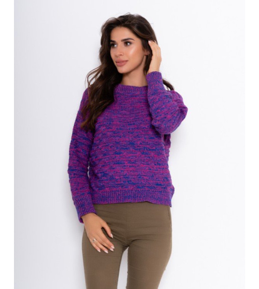 Фіолетовий светр з картатим візерунком в`язки