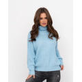 Голубой свитер-травка с высоким горлом