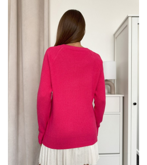 Кашемировый вязаный пуловер малинового цвета