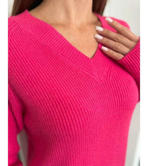 Кашемировый вязаный пуловер малинового цвета