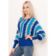 Синій ангоровий светр з вертикальними смужками