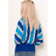 Синий ангоровый свитер с вертикальными полосками