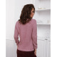 Темно-розовый фактурный вязаный свитер с высоким горлом
