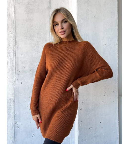 Коричневый кашемировый свитер-туника