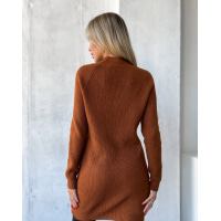 Коричневий кашеміровий светр-туніка