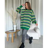 Зелений вовняний светр зі смайликами
