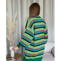 Зелений вовняний светр зі смайликами
