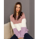 Рожево-бузковий комбінований светр об`ємної в`язки