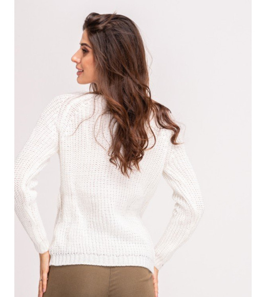 Белый свитер объемной вязки с люрексом