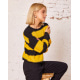 Черно-желтый комбинированный полосатый свитер
