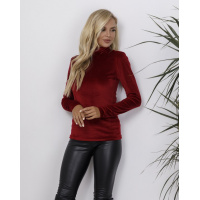 Бордовая велюровая эластичная водолазка