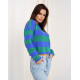 Синьо-зелений вовняний светр у смужку