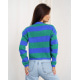 Сине-зеленый шерстяной свитер в полоску