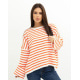 Бело-оранжевый полосатый свитер