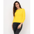 Жовтий еластичний в`язаний светр-травичка