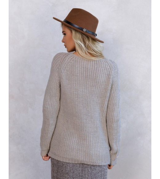 Светло-серый вязаный свитер из шерсти с люрексом