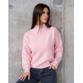 Розовый шерстяной вязаный свитер-гольф