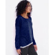 Темно-синій тонкий подовжений светр з мереживом