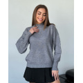 Ангоровый серый свитер с объемными рукавами