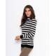 Чорно-білий смугастий вовняний светр