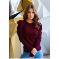 Бордовий трикотажний светр з рукавами призбираними