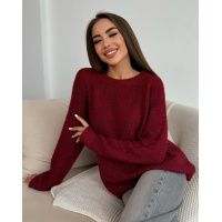 Вязаный свитер-травка бордового цвета