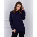 Темно-синий шерстяной вязаный свитер с манжетами