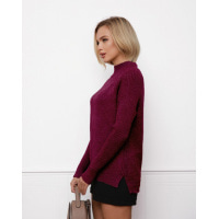 Фиолетовый шерстяной свитер с фактурными вставками