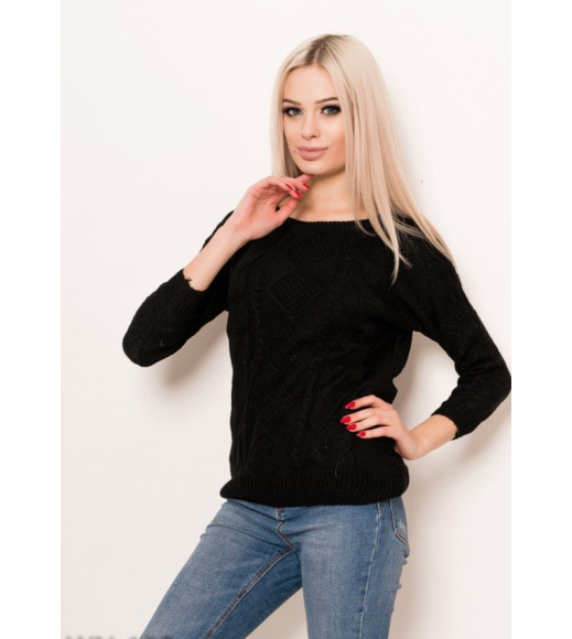 Чорний в`язаний светр з рукавами-реглан