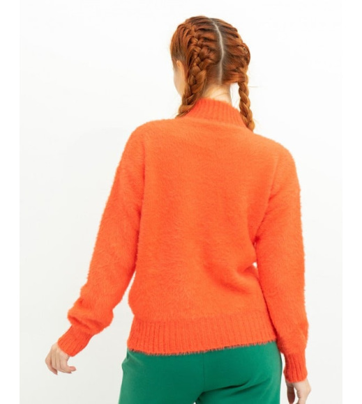 Теплий однотонний светр-травка оранжевого кольору