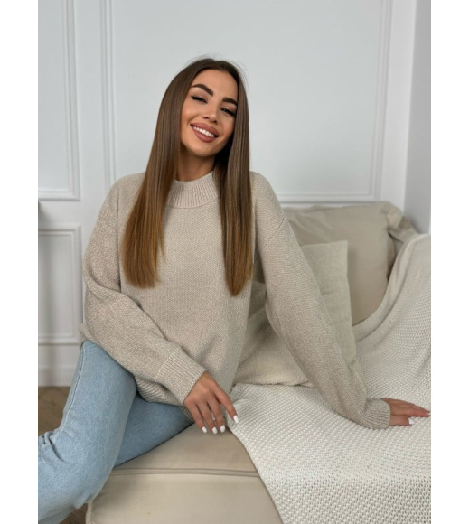 Бежевая теплая водолазка свободного кроя
