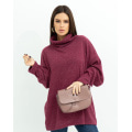 Бордовый ангоровый свитер с хомутом