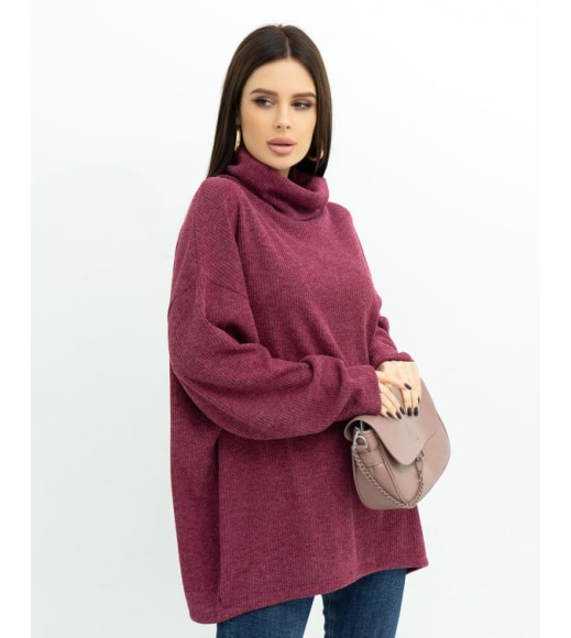 Бордовий ангоровий светр із хомутом