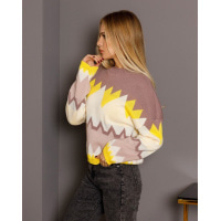 Бузковий вовняний светр з геометричним візерунком